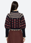 Ayala Cardigan in Navy & Red