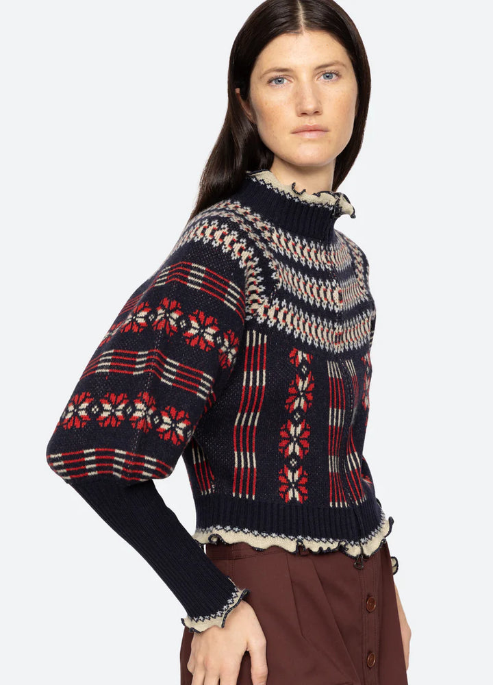 
                  
                    Ayala Cardigan in Navy & Red
                  
                