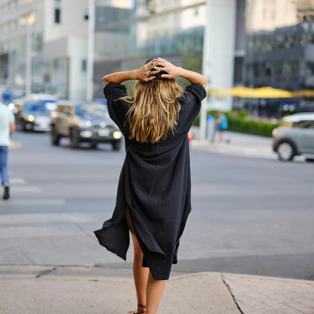 
                      
                        Florence Shirt Dress in Black
                      
                    