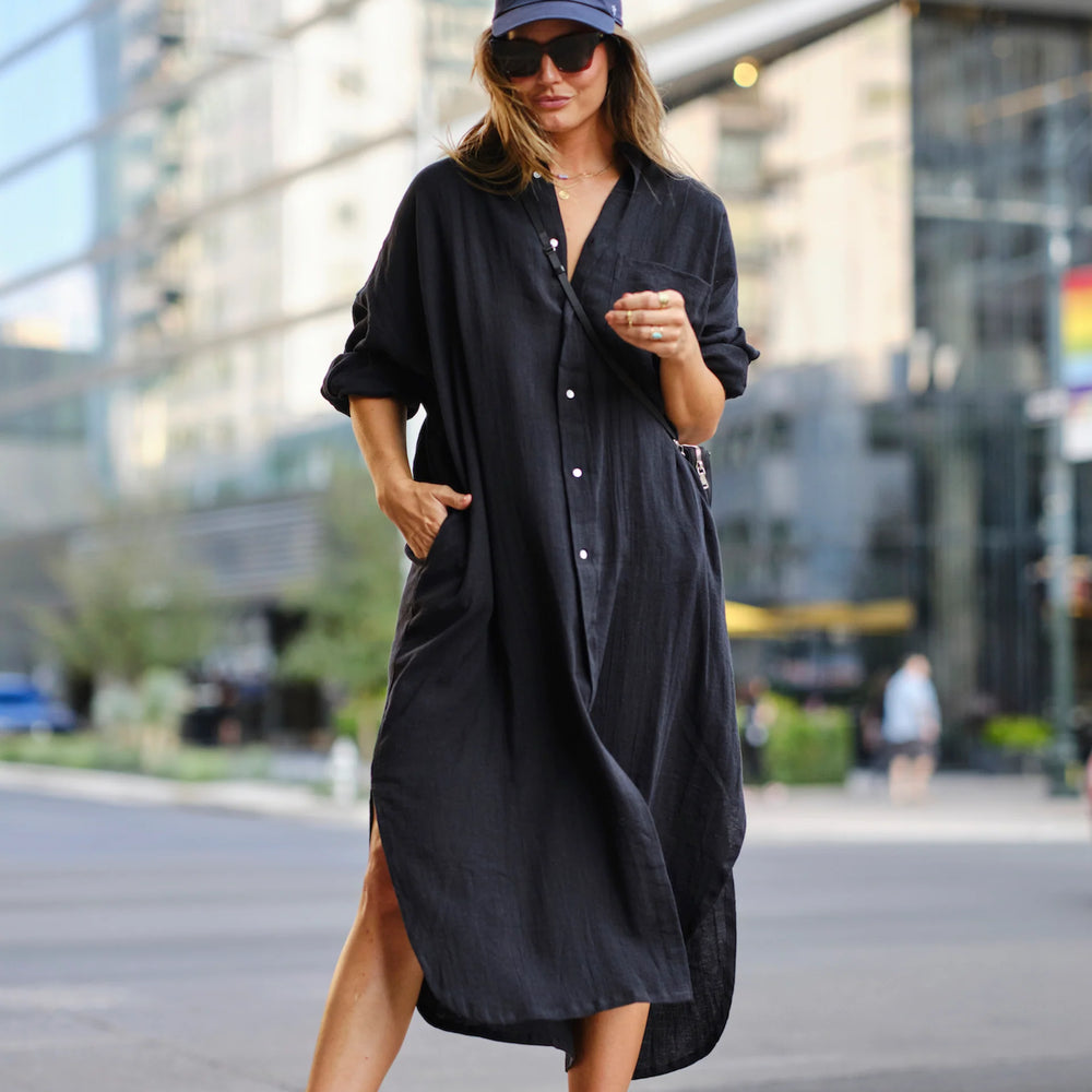 
                      
                        Florence Shirt Dress in Black
                      
                    