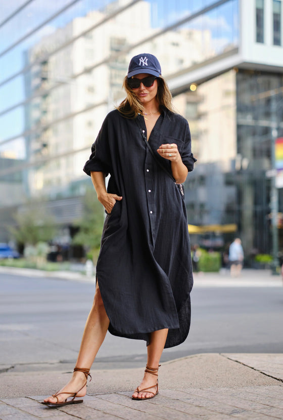 Florence Shirt Dress in Black