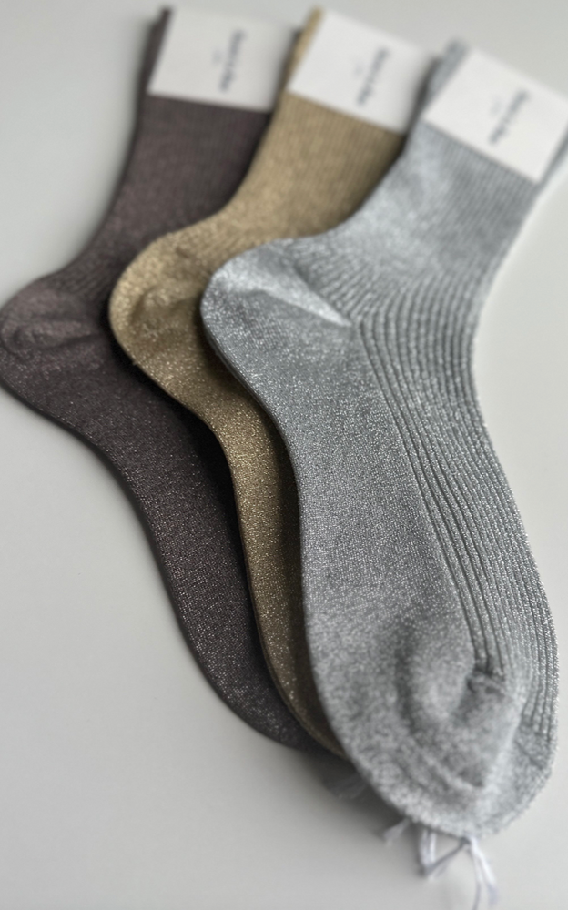 
                      
                        Metallic Ribbed Socks
                      
                    