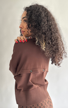  Swerve Keyhole Sweater in Brown