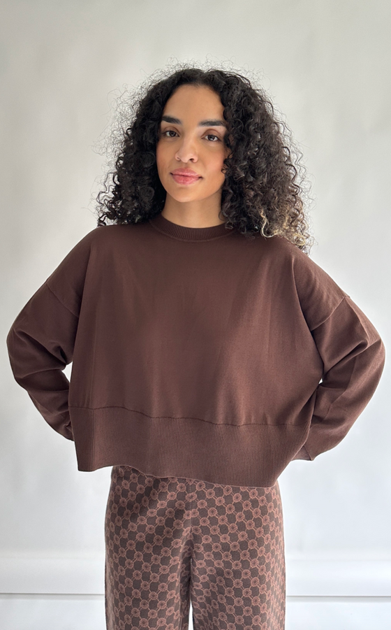 Swerve Keyhole Sweater in Brown