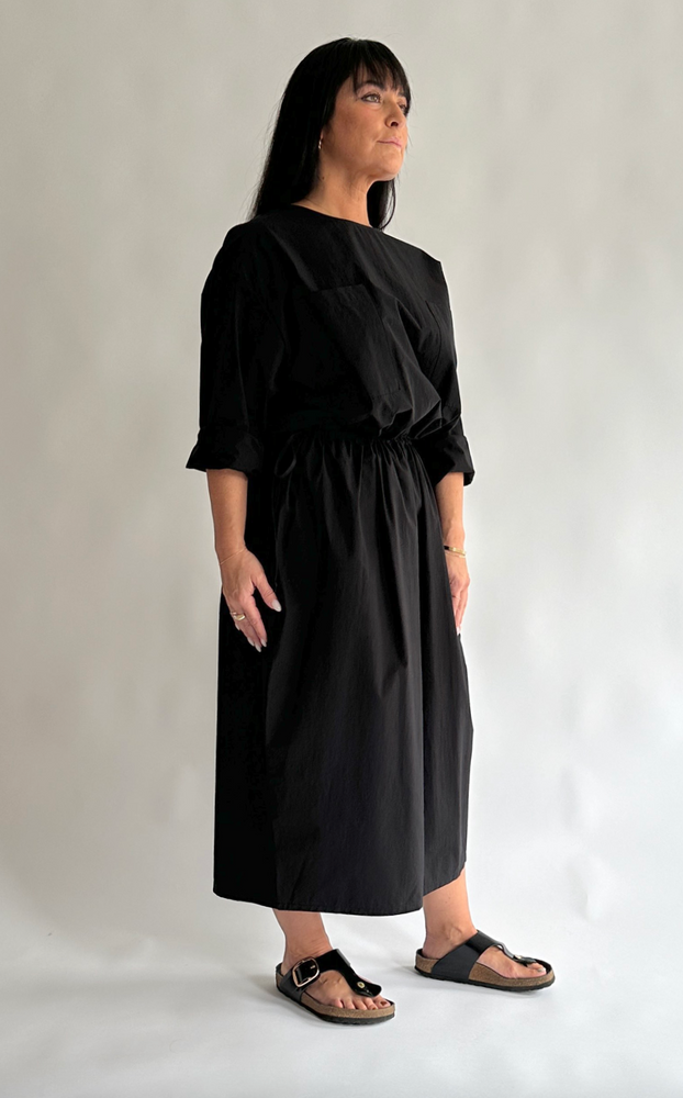 
                      
                        Drawstring Pocket Dress in Black
                      
                    