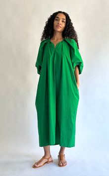 Tucked Cocoon Dress in Green