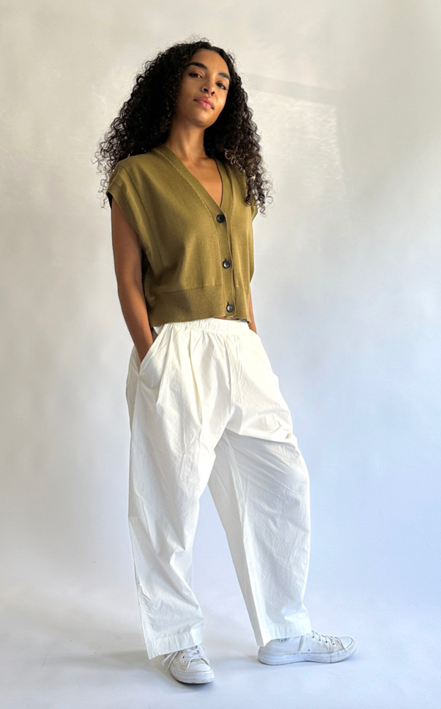 
                      
                        Spa Pleat Pant in White
                      
                    