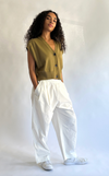 Spa Pleat Pant in White