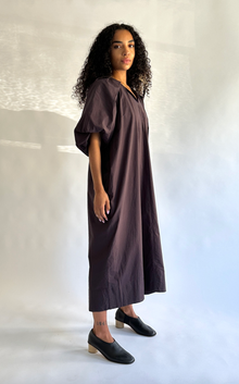  Tucked Cocoon Dress in Eggplant