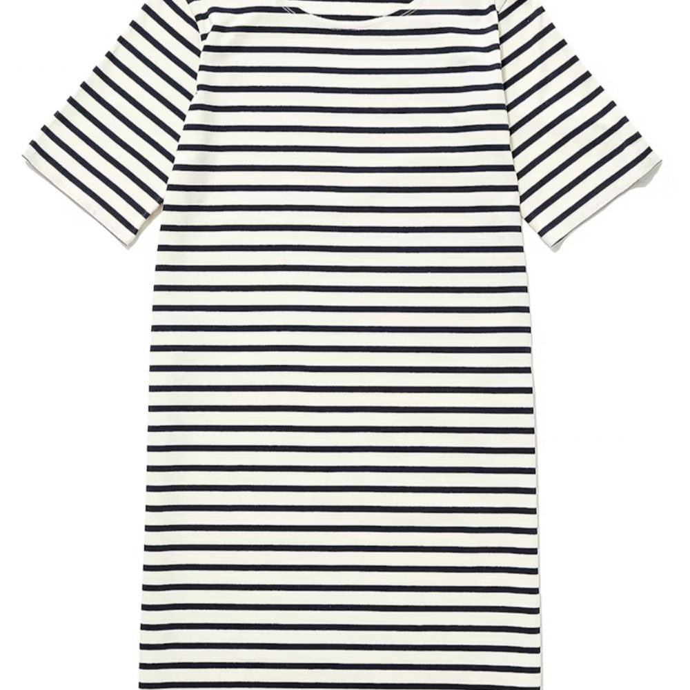 
                      
                        The Tee Dress in Cream/Navy
                      
                    