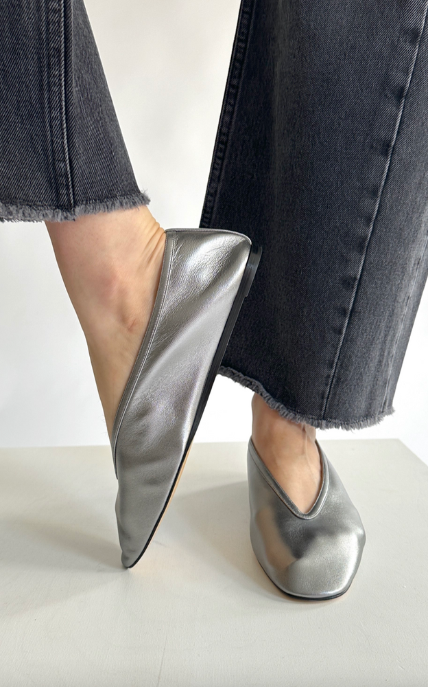 
                      
                        Luna Slipper in Silver Leather
                      
                    