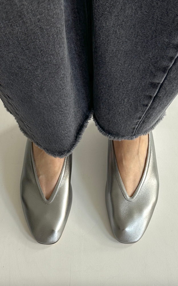 
                  
                    Luna Slipper in Silver Leather
                  
                