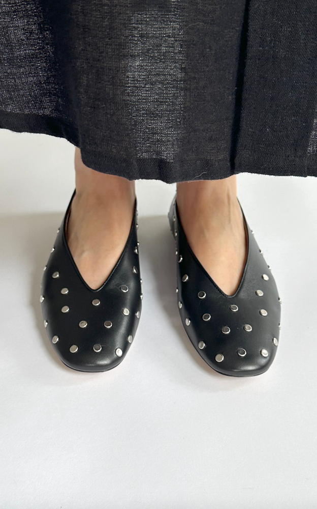 
                      
                        Studded Regency Slipper in Black
                      
                    