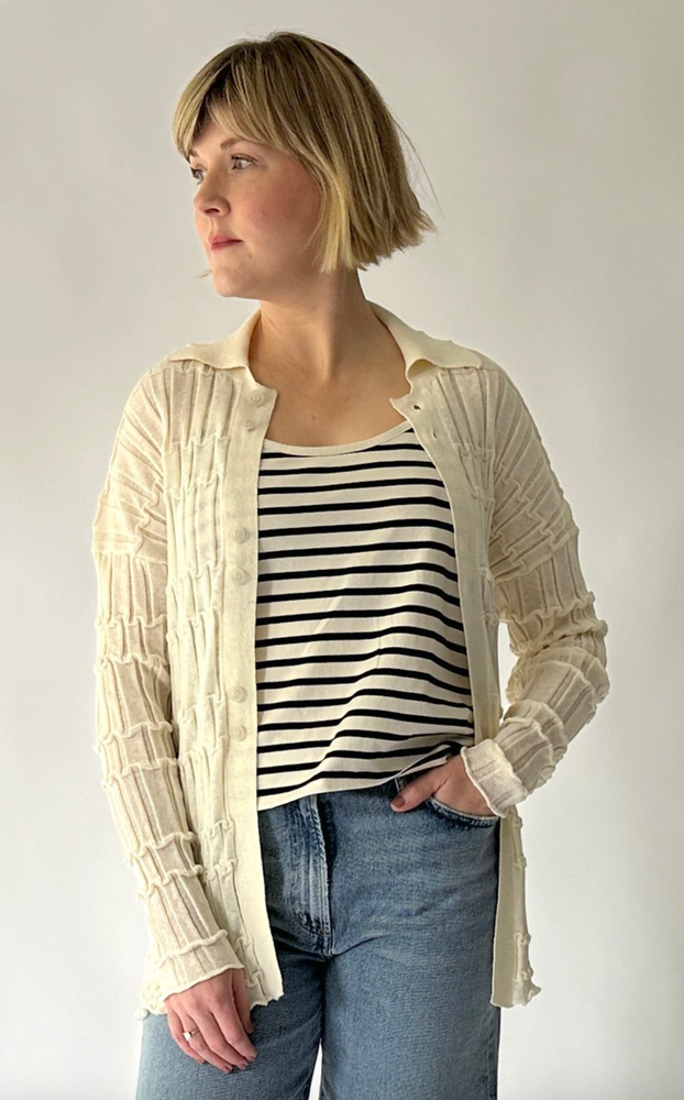 
                      
                        The Spaghetti Tank in Cream/Navy
                      
                    