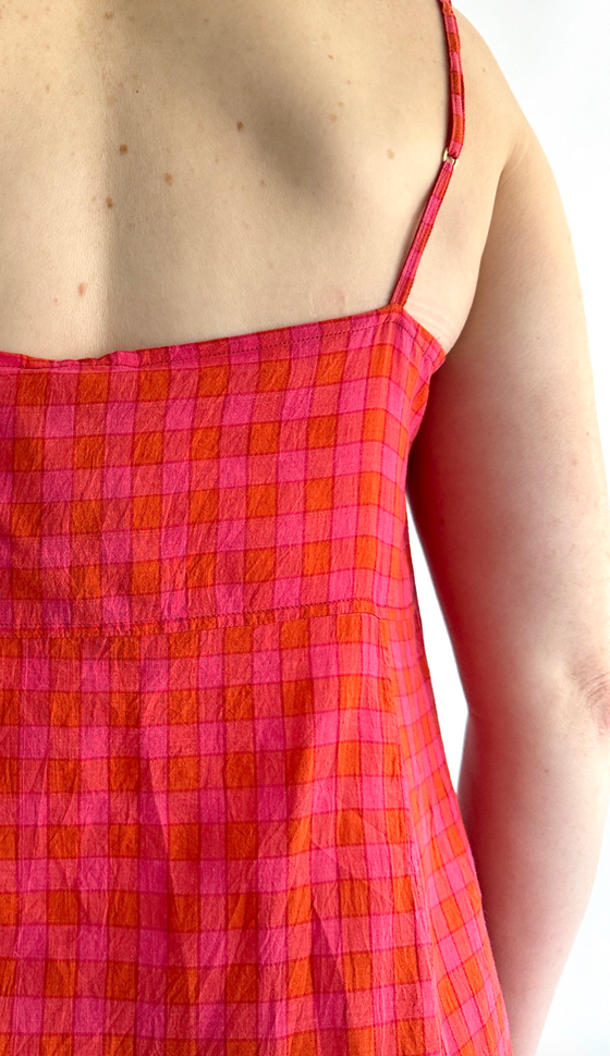 Slip Dress in Red & Pink Check