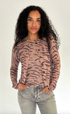 Tiger Print Crew Cardigan