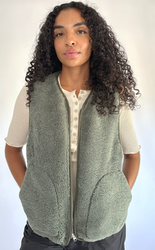  Hearth Shearling Vest in Petrol Green