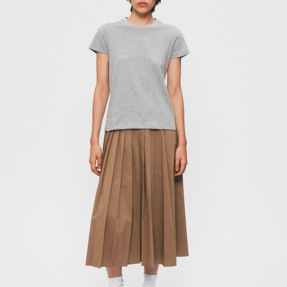 
                  
                    Pleated Wrap Skirt in Khaki
                  
                