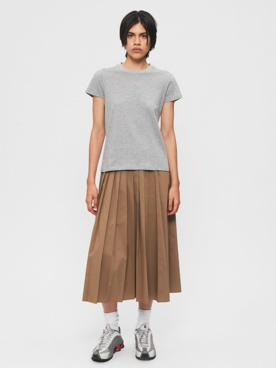 Pleated Wrap Skirt in Khaki