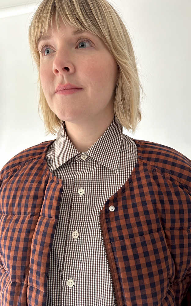 Sara Woven Top in Brown Check