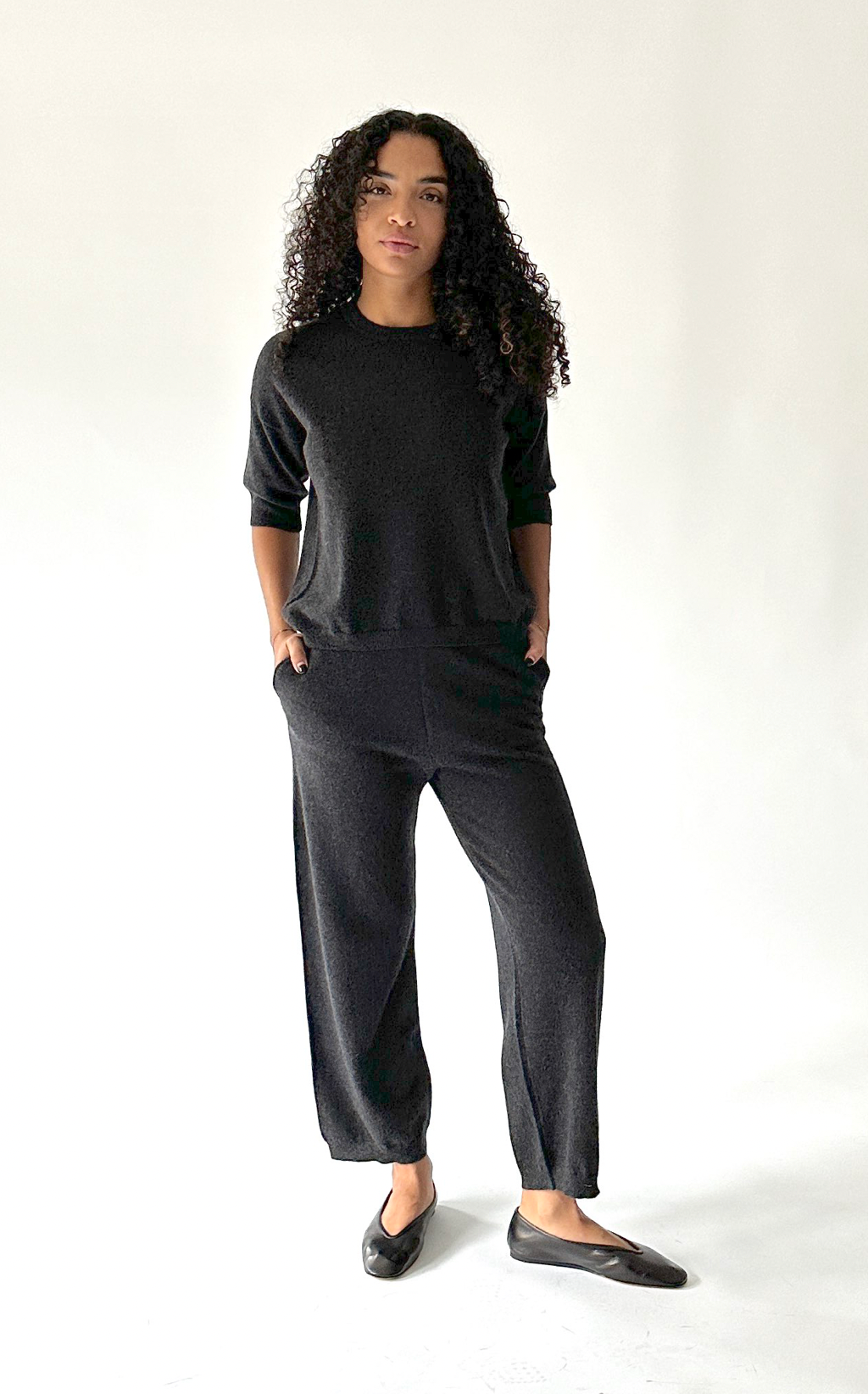 Knit Cashmere Pant in Charcoal