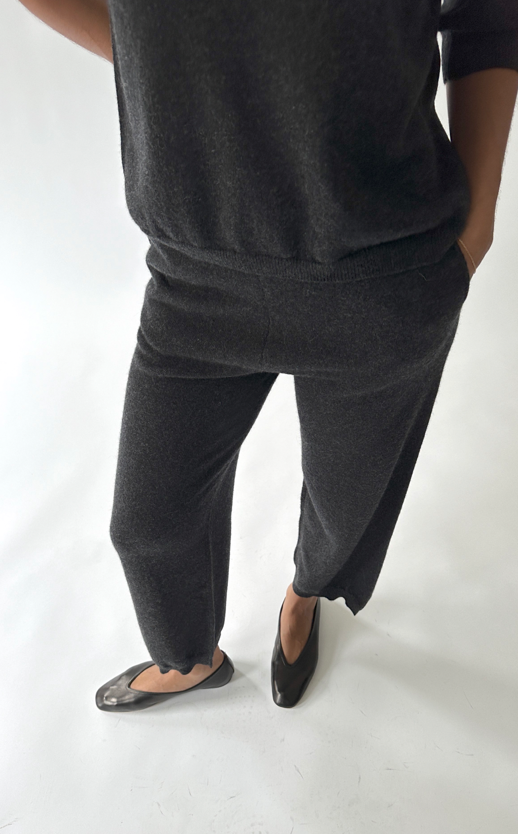 Knit Cashmere Pant in Charcoal