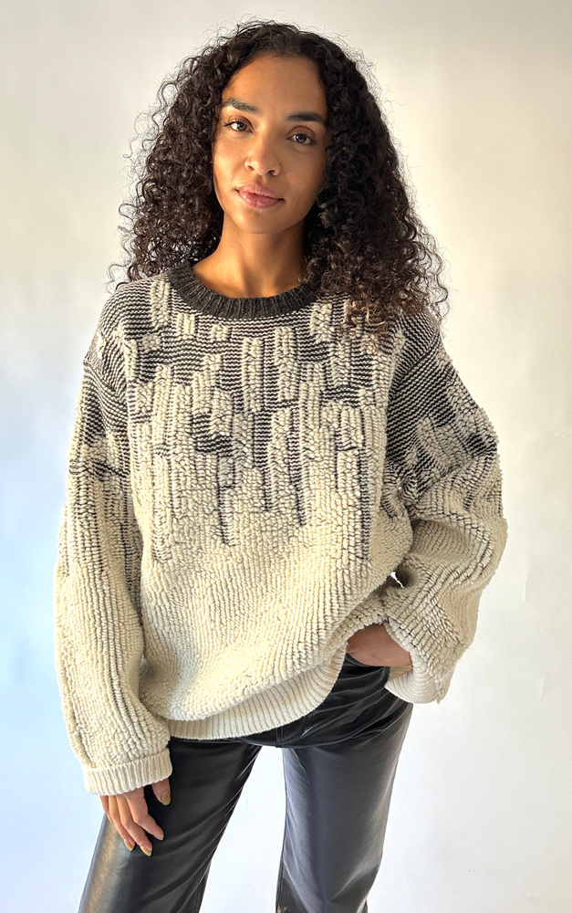 
                      
                        Pile Jacquard Sweater in Snow/Charcoal
                      
                    