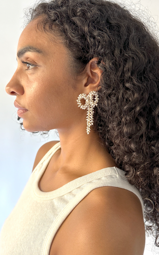 White Bow Earring