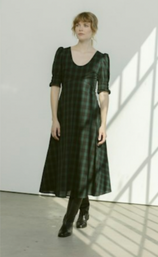 Austen Dress in Ivy Plaid