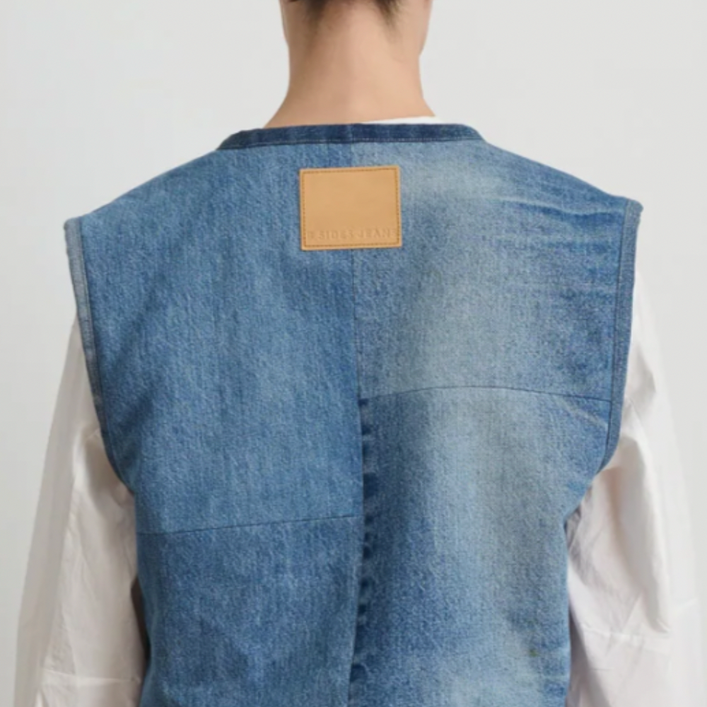 
                      
                        Reversible Reworked Denim and Sherpa Vest
                      
                    