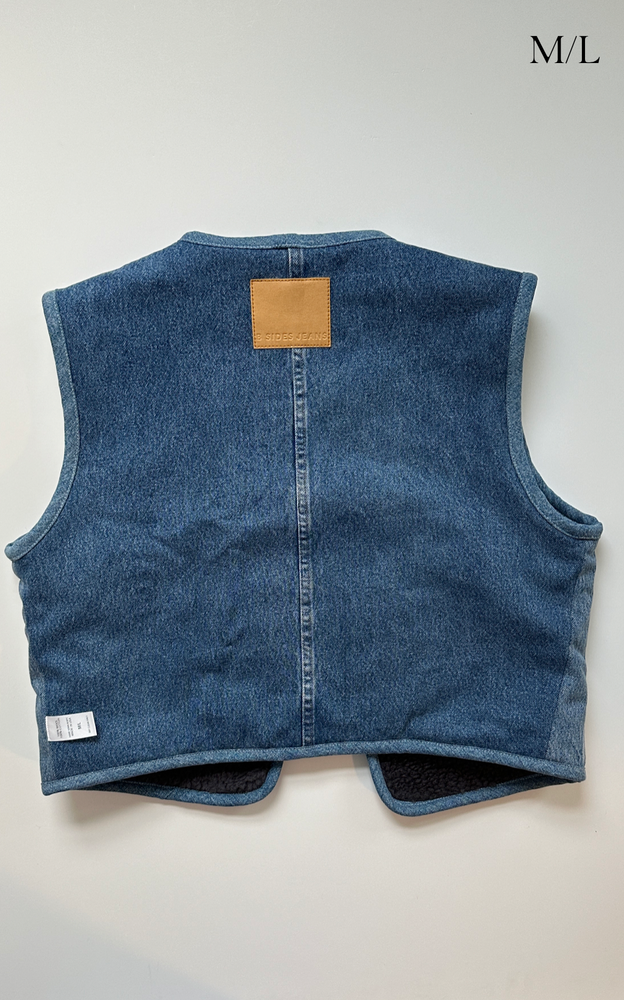 
                      
                        Reversible Reworked Denim and Sherpa Vest
                      
                    