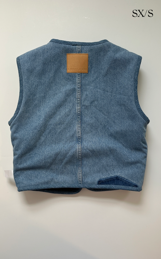 
                      
                        Reversible Reworked Denim and Sherpa Vest
                      
                    