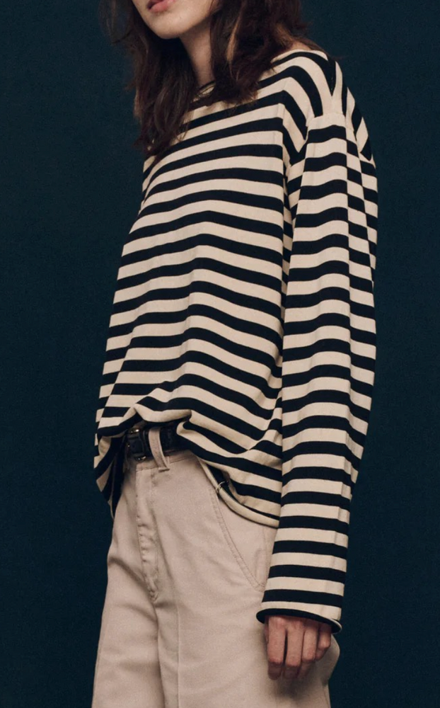 
                      
                        The Sailor Sweater in Black Stripe
                      
                    