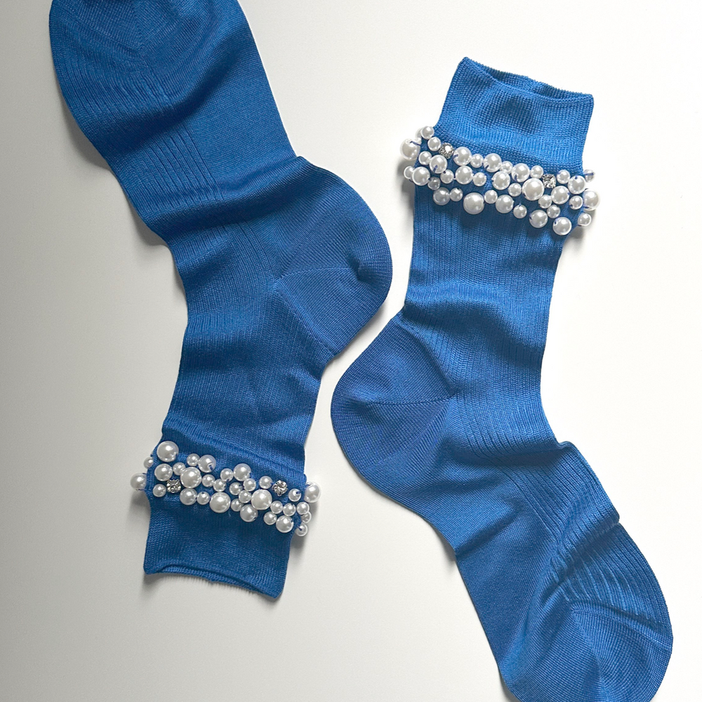 Pearl Socks in Cobalt