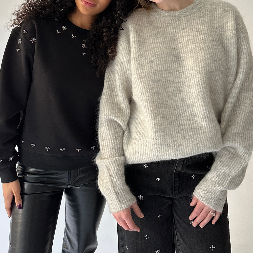 Caryl Beaded Sweatshirt in Black