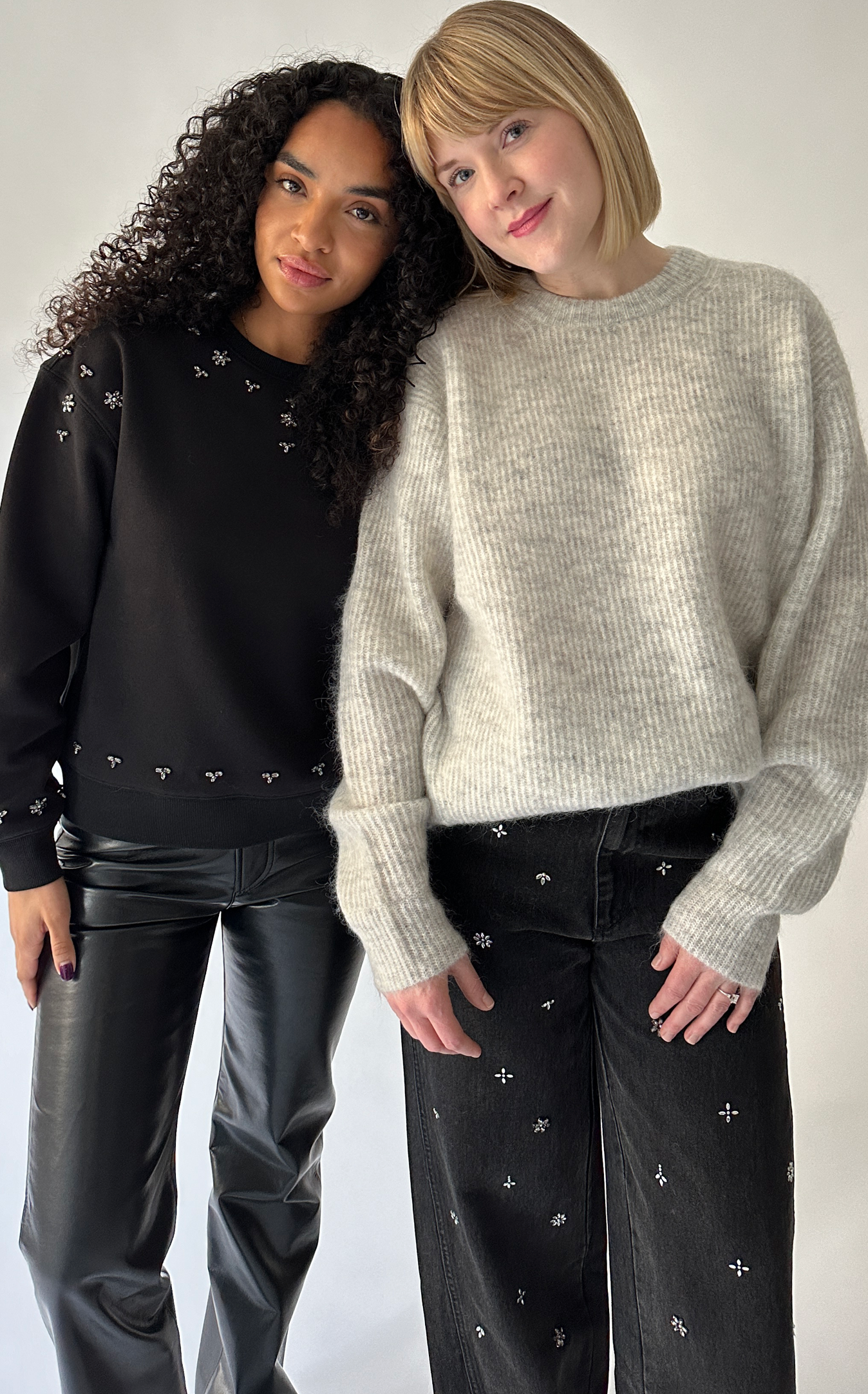 Caryl Beaded Sweatshirt in Black