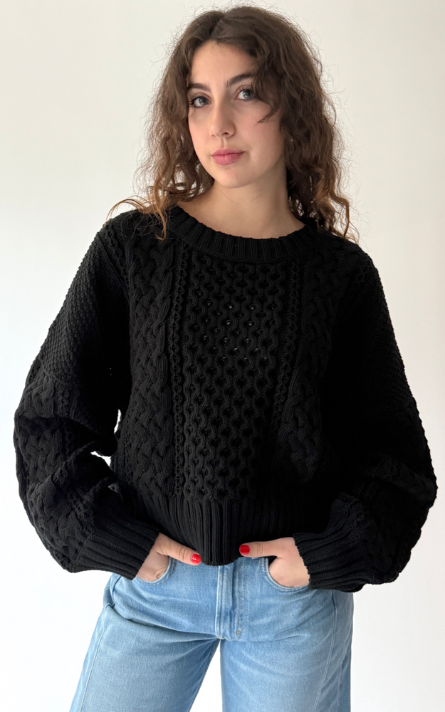 Fisherman Sweater in Black