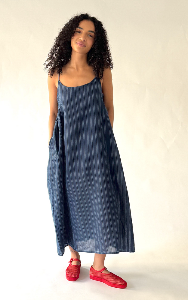 
                  
                    Slip Dress in Indigo Stripe
                  
                