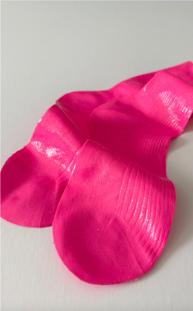 
                  
                    Laminated Ribbed On Sock in Florescent Pink
                  
                