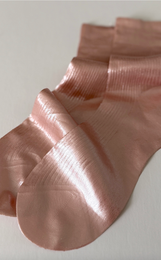 
                  
                    Laminated Ribbed On Sock in Pale Pink Metallic
                  
                