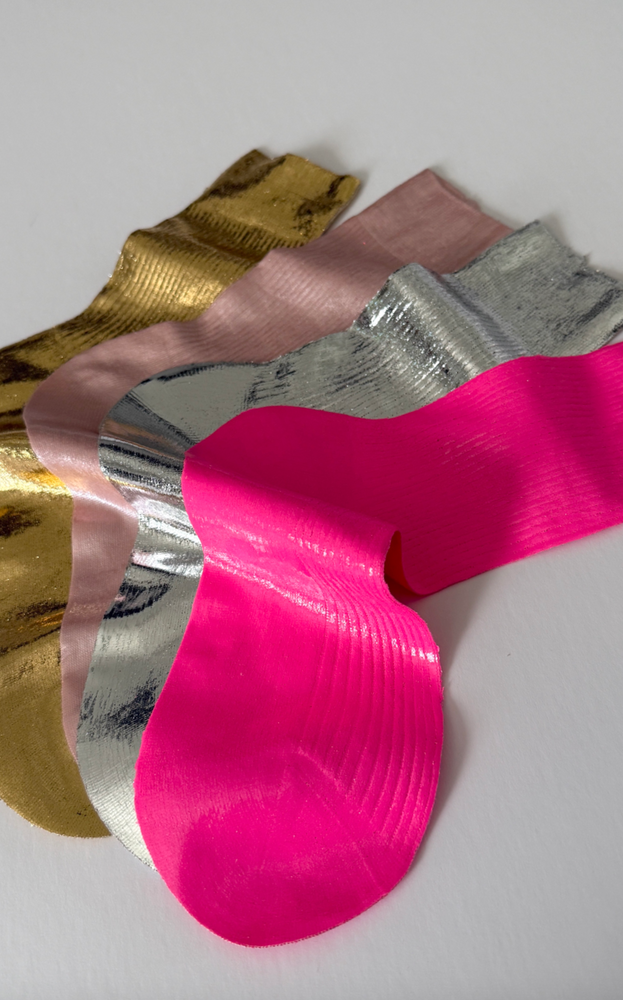 
                  
                    Laminated Ribbed On Sock in Florescent Pink
                  
                