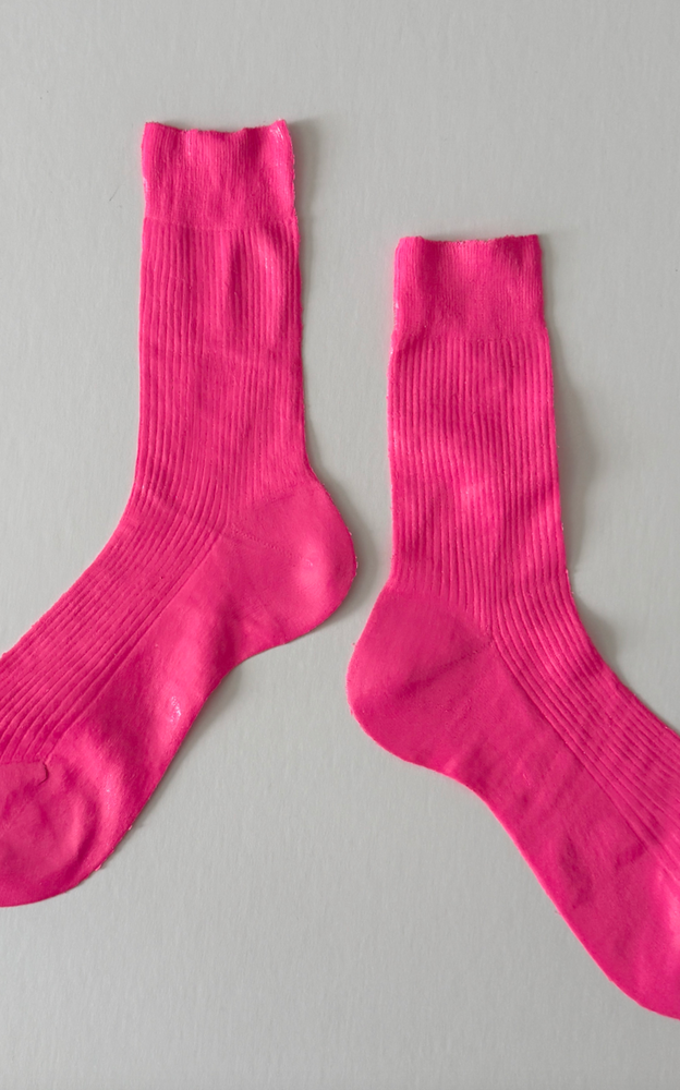 
                  
                    Laminated Ribbed On Sock in Florescent Pink
                  
                