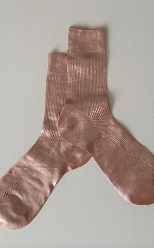 
                  
                    Laminated Ribbed On Sock in Pale Pink Metallic
                  
                