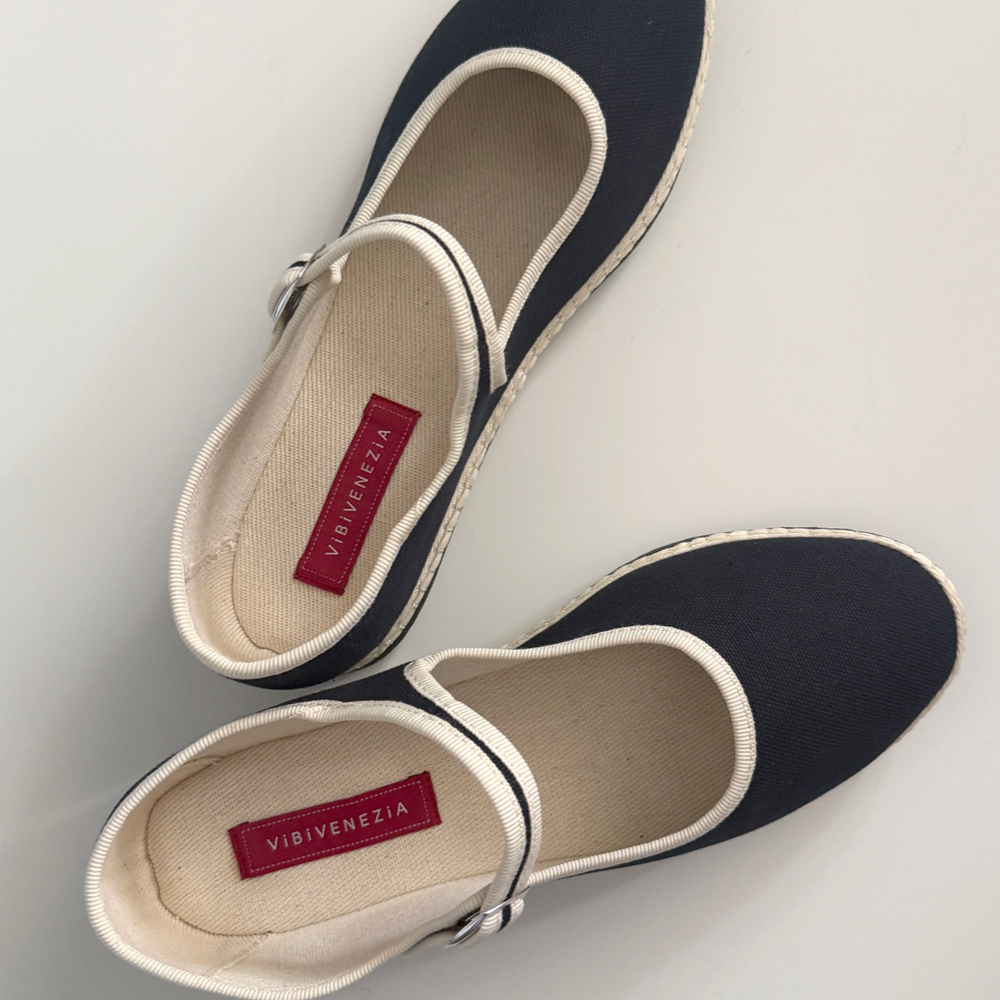 Classic Cotton Mary Jane in Navy/Natural