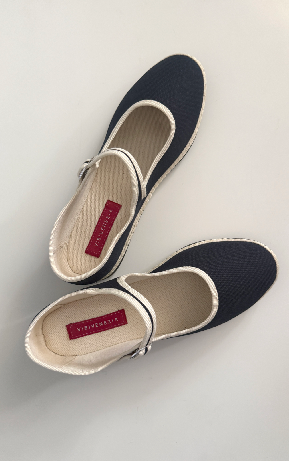 Classic Cotton Mary Jane in Navy/Natural