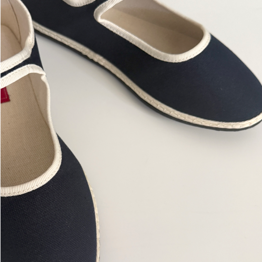Classic Cotton Mary Jane in Navy/Natural