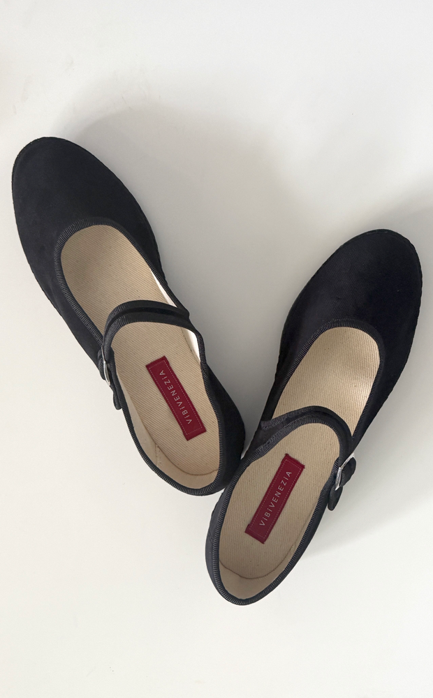 
                  
                    Furlana Mary Jane in Black Velvet
                  
                