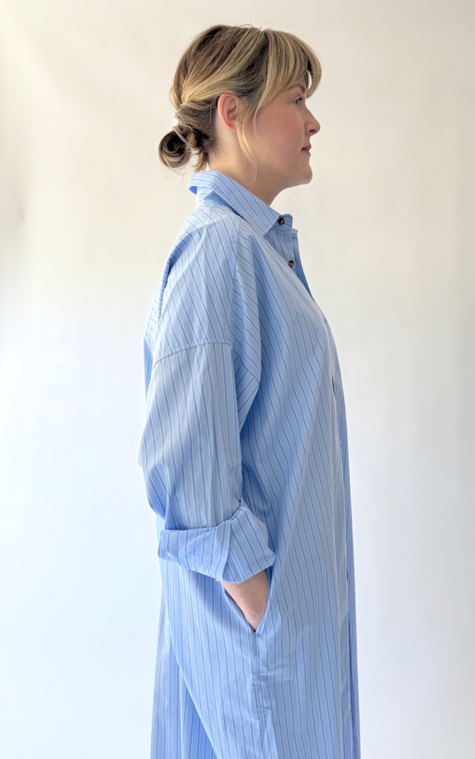 Phoebe Dress in Aqua Stripe
