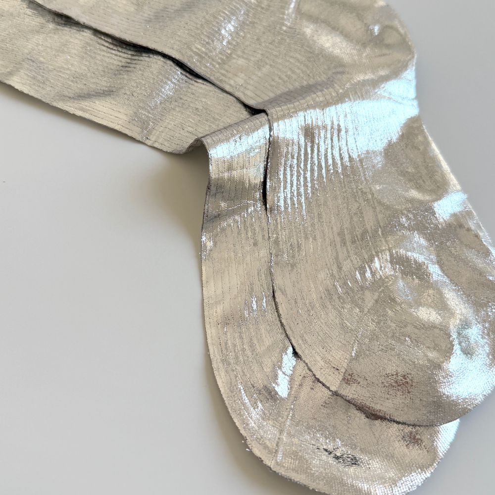 Laminated Rib Sock in Silver