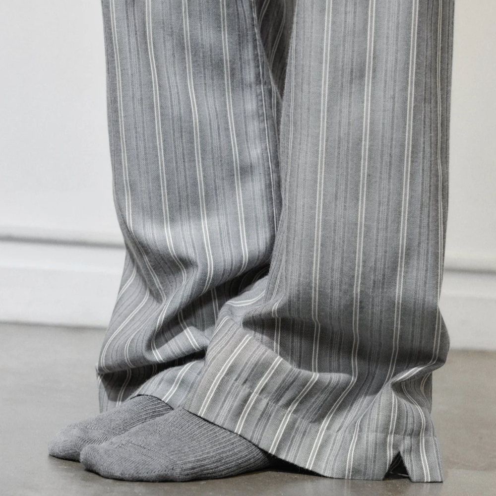 
                  
                    La Boxer Alta Pant in Grey Stripe Cotton Flannel
                  
                